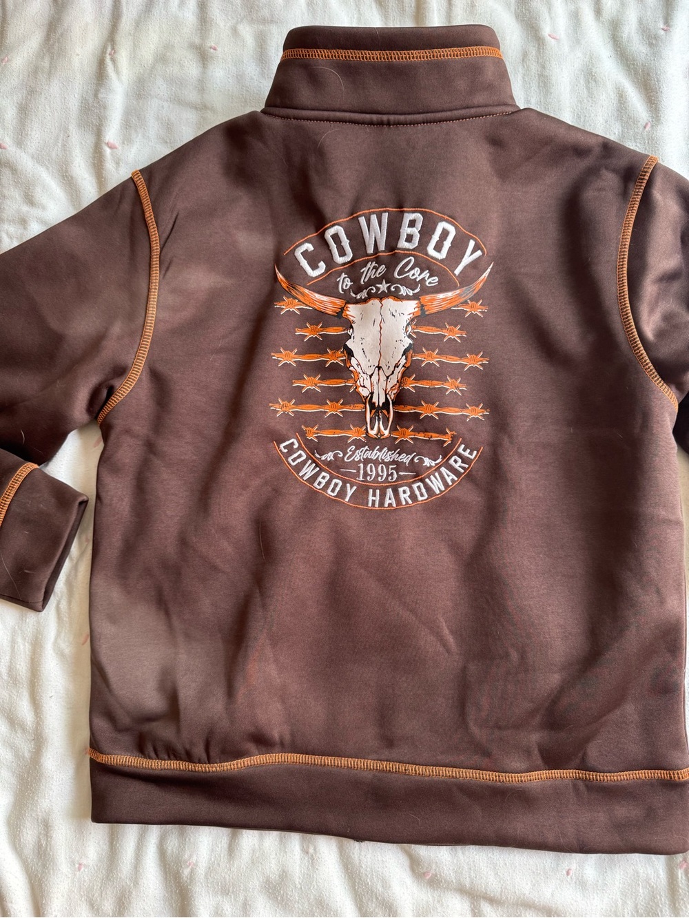 Cowboy Hardware Youth XL 14-16 Brown Full Zip Western Jacket Skull Graphic